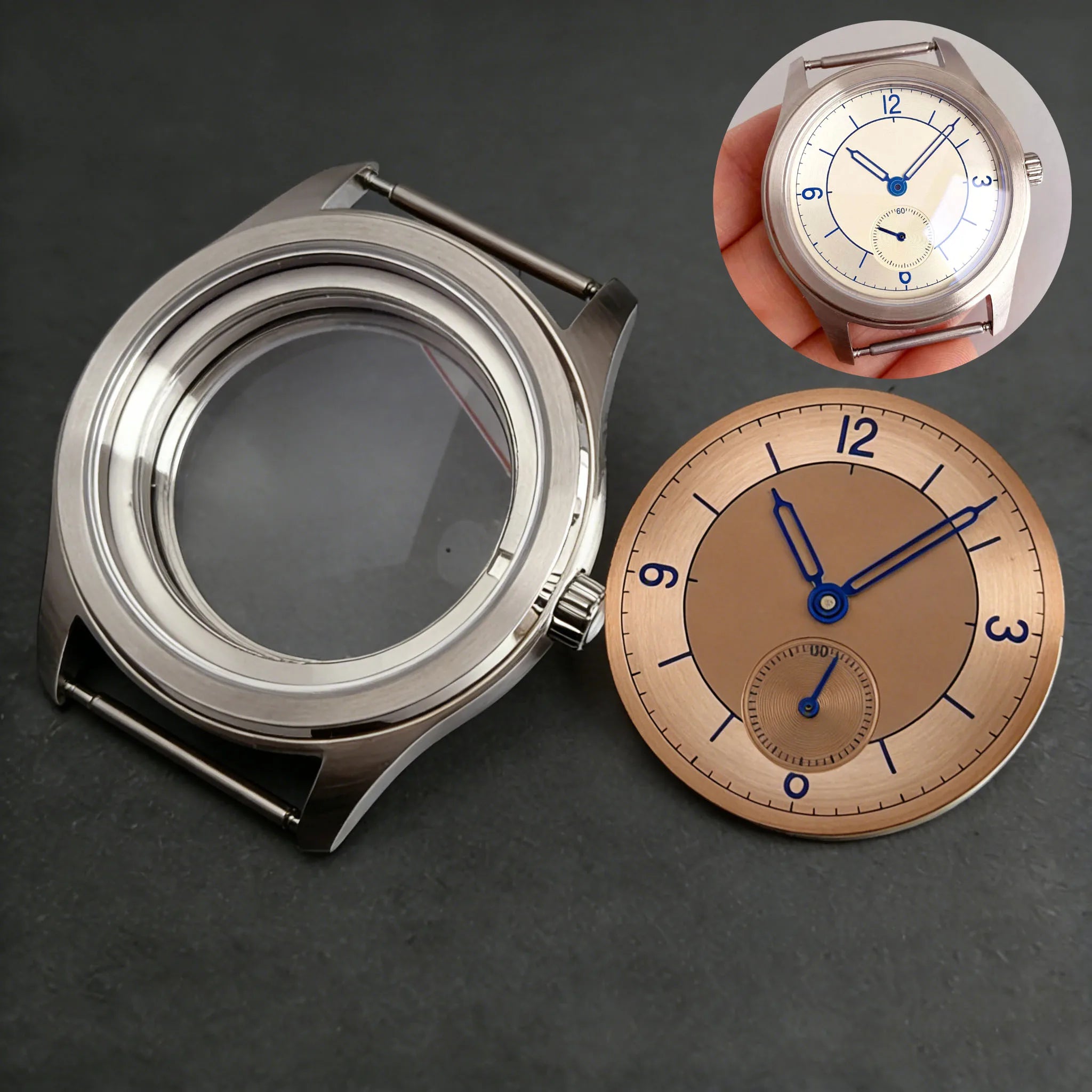 38mm Watch Case for ST1701 Silver Stainless Steel Watch with 31mm Dial Somed Sapphire 5ATM