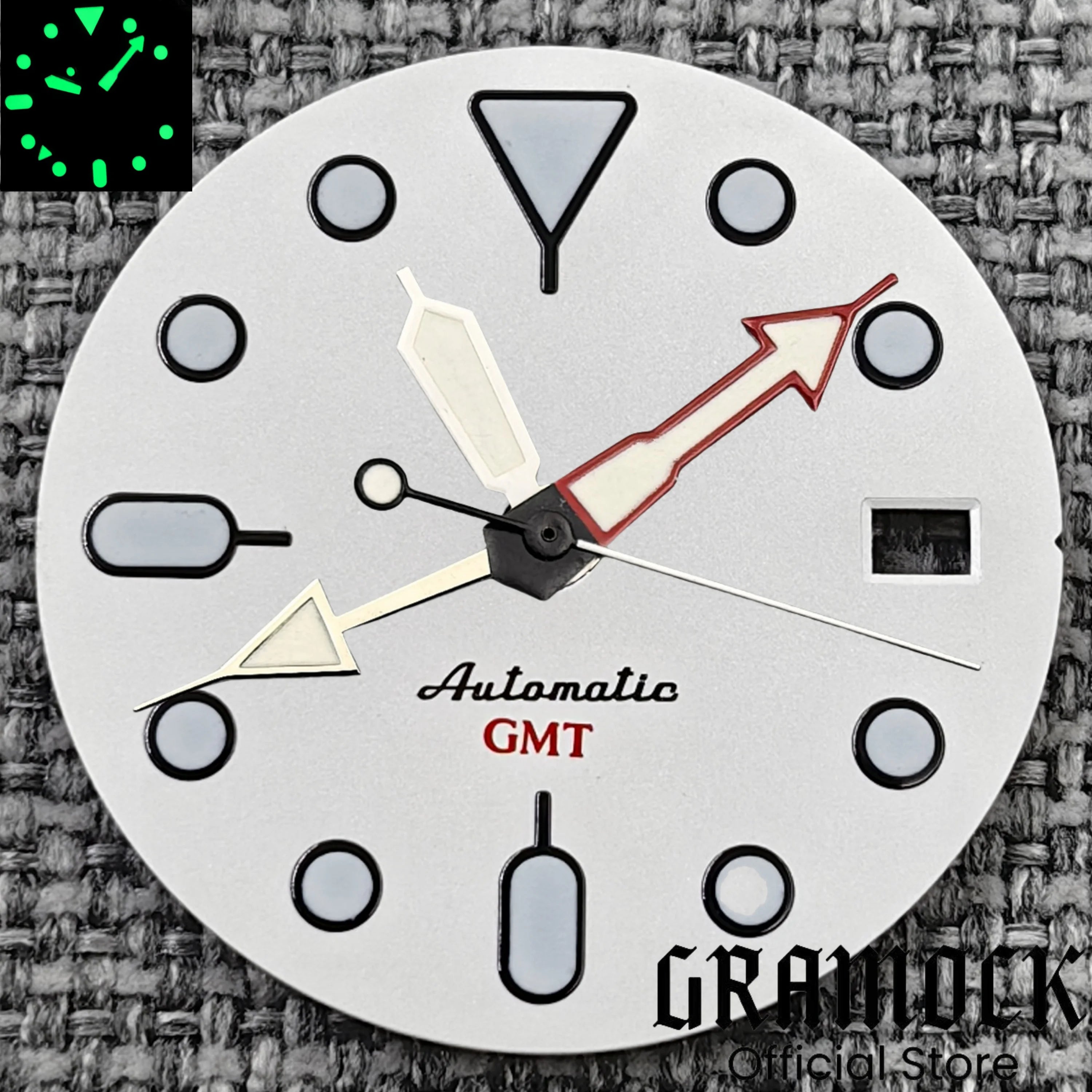 29mm Blue Red Black Orange GMT NH34 White Glossy Dial With Hands C3 Lume Fit NH34 Mechanical Watch Modified Accessories