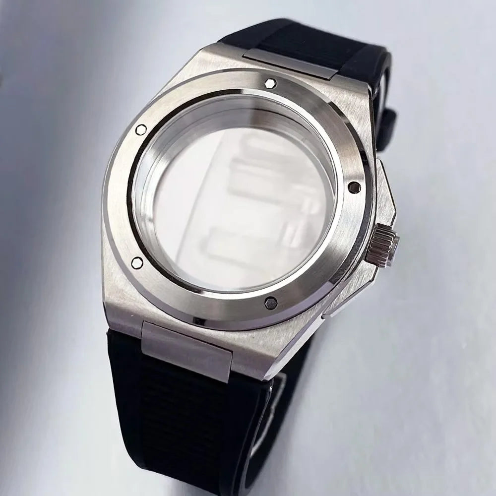 40mm Engineer Watch Case Glass back Solid back For NH35 NH36 NH34 PT5000 ETA1824 Movement Bracelet Rubber strap Two tone gold
