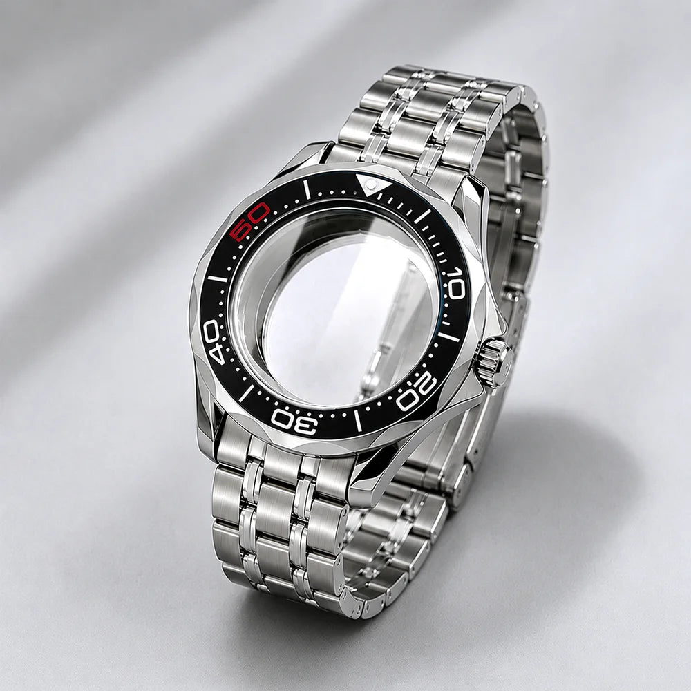 NEW 42mm Seamaster Case with 38mm bezel for NH34/35 NH36 movement Sapphire 10ATM Stainless steel watch box dual crown