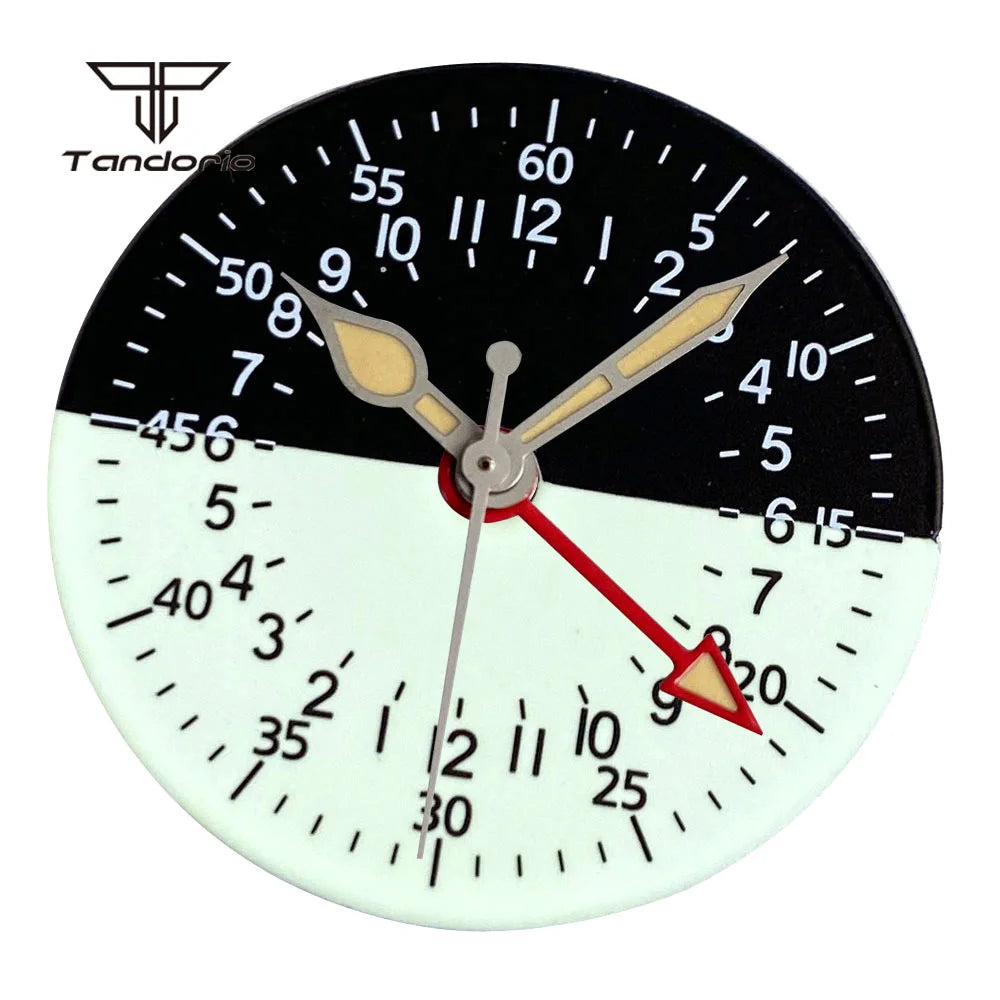 29mm Watch Dial Black White Two Tone Face Hands Accessories NH34 Mechanical GMT Watches Mod Parts Arabic Numerals Green Lume