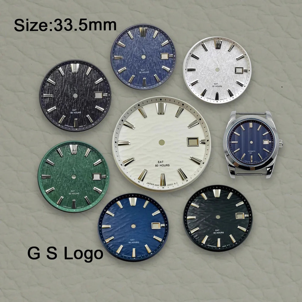 New 33.5mm G S Logo Dial water ripple Dial Suitable For NH36 Nh35 Movement High Quality Watch Modification Accessories