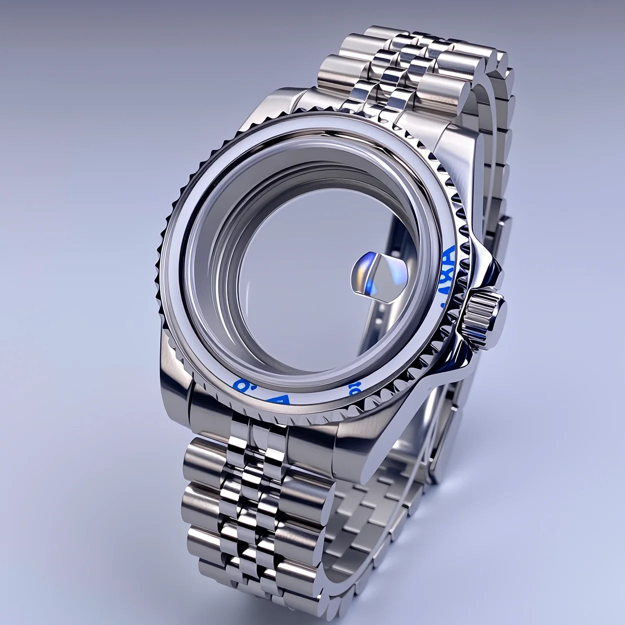 40mm SUB Case NH35 Sliver with Sapphire Crystal 120 Click Compatible with NH34/NH35/NH36 Movements Water-Resistant 28.5mm Dial