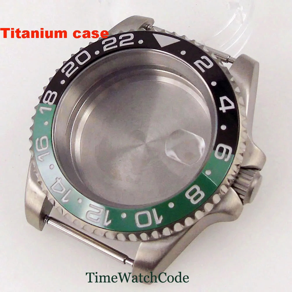 Titanium Watch Case 40mm Sub Diver  200m Waterproof Fit for NH35 NH36 ETA2824 PT5000 Antiallergry Sapphire Crystal Screw-in Crown