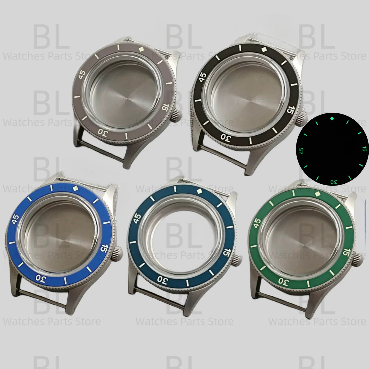 Miyota 9015 watch Case Fifty Fathoms 40mm Retro Domed Sapphire Luminous Bezel For NH35 NH36 NH34 ETA 2824 PT 5000 Miyota 9015 10bar