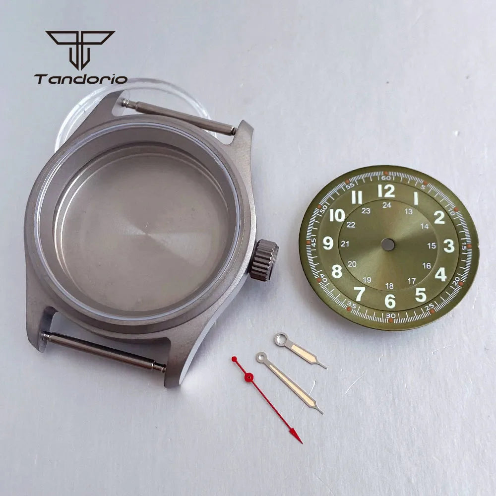 36mm Titanium Watch Case+29mm Dial+Hands Pilot Wristwatch Parts Fit NH35 NH36 ETA2824/2836 PT5000 ST2130 Miyota8215 8205 821A