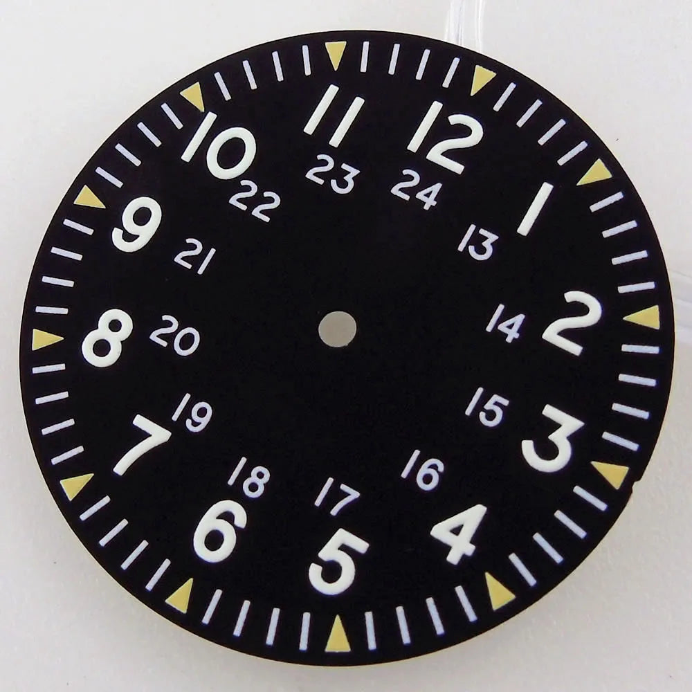 33.5mm Black Watch Dial Fit For NH34 NH36 NH35 Automatic Movement Arabic Numerals