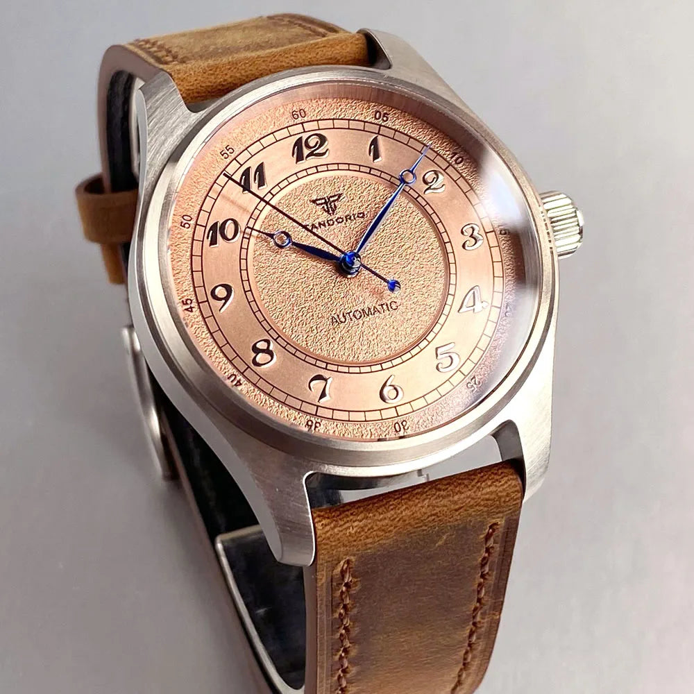 Tandorio TD191T Titanium Bronze 39mm 20ATM Pilot Watch NH35A PT5000 Sapphire 20Bar