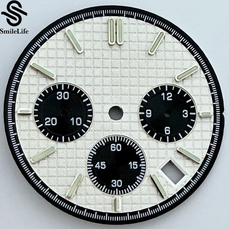 31.8mm Royal Oak Dial Green Luminous Chronograph Dial Suitable Fit VK63 Quartz Movement modified Watch Parts Accessory 3 Eyes