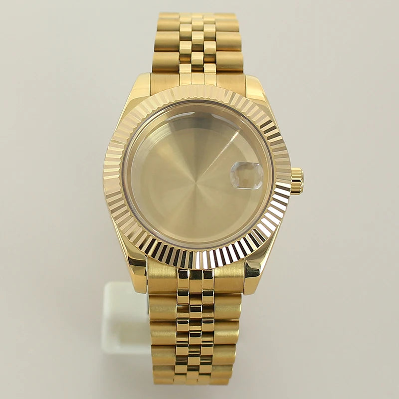 Gold DateJust Case two tone gold case 39mm 36mm Fluted Sapphire For Seiko NH35 NH36 NH38 NH34 Miyota 8215 Movement 28.5 Dial Jubilee Bracelet (Copy) (Copy)