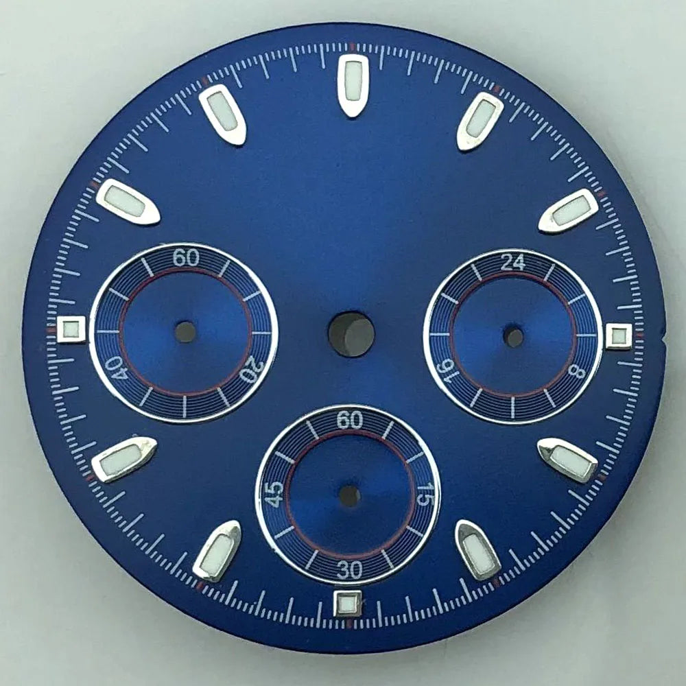 29.8mm Sterile VK63 Dial Luminous Black Withe Gray Blue Gold Orange quartz Chronograph Movement