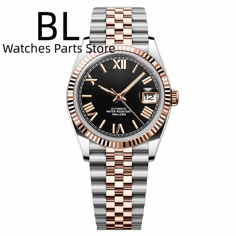 36mm39mm Two-tone Rose Gold DateJust Fluted Sapphire Roman Index Bubble 10Bar