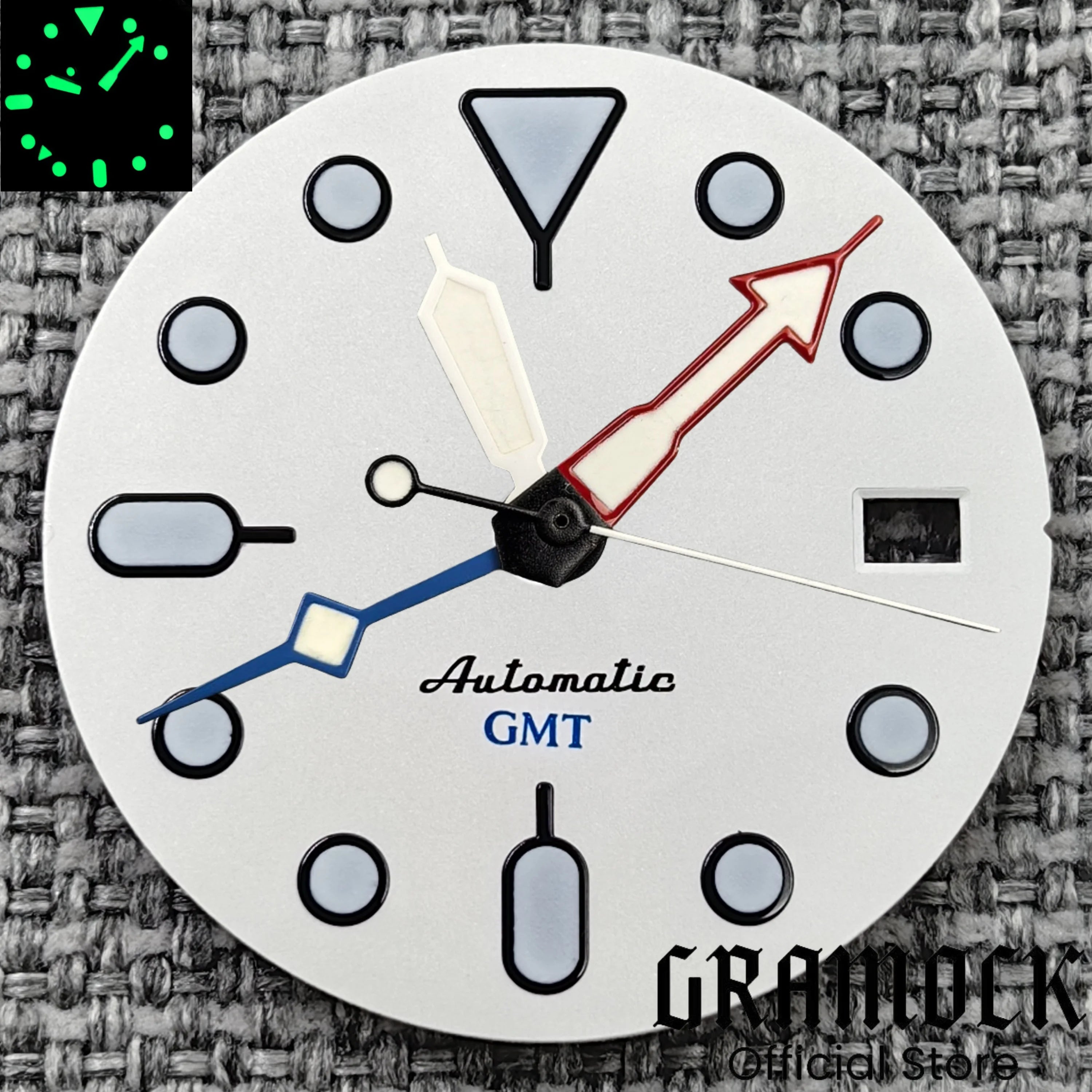 29mm Blue Red Black Orange GMT NH34 White Glossy Dial With Hands C3 Lume Fit NH34 Mechanical Watch Modified Accessories