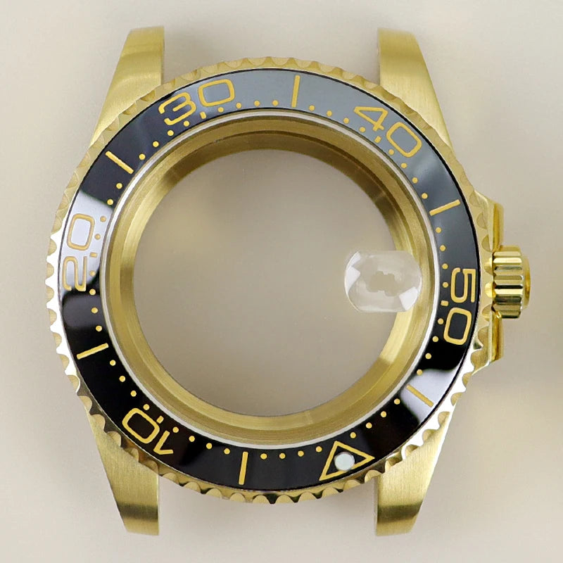 40MM PVD Gold Submariner Watch Case GMT Yacht Master Polish Strap Sapphire Glass For NH35 NH36 NH34 NH38 Miyota 8215 Eta 2824 GMT SUB Yacht 20ATM waterproof