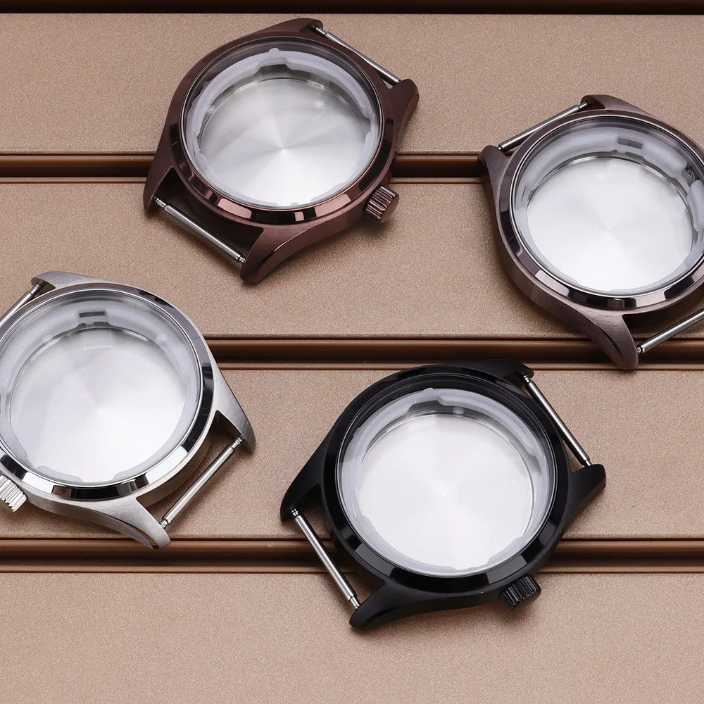 40mm Pilot Watch Case Brushed Design 316L Stainless Steel For Seiko NH35 NH36 NH34/38 Movement 10ATM Watch Parts