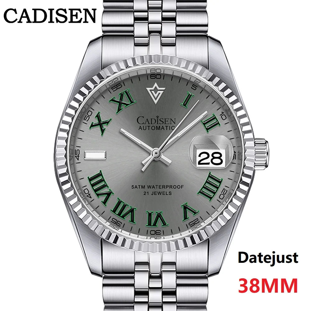 CADISEN C8211 Dayjust Dress Watch 38mm Miyota 8215 AR Sapphire 5Bar