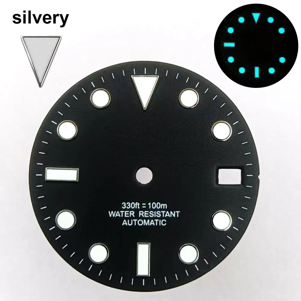 151 type of dials Submariner 28.5mm dial with calendar window suitable for NH35 movement luminous dial can support DIY dial customization name/logo