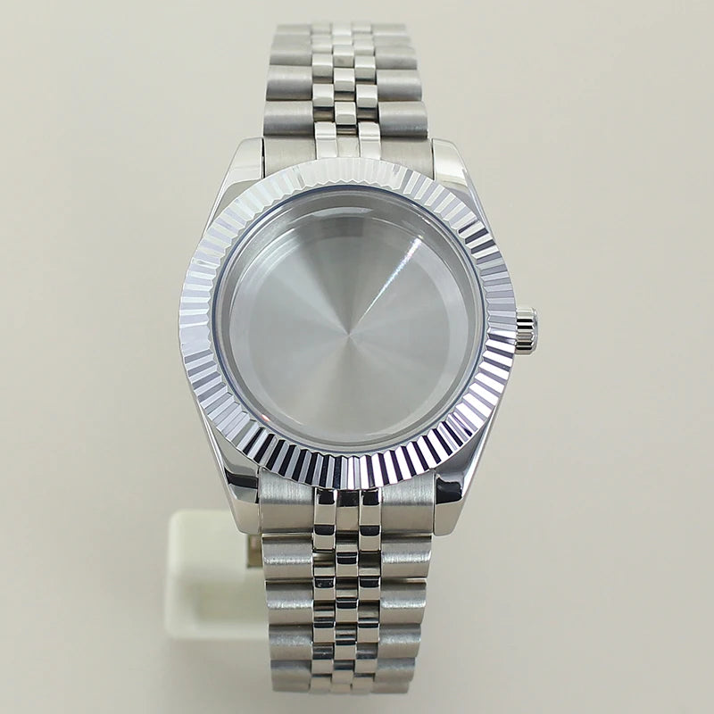 Silver DateJust Watch Case Two Tone Watch Case 39mm 36mm Fluted Sapphire Crystal For Seiko NH35 NH36 NH38 NH34 Miyota 8215 Movement 28.5 Dial Jubilee Bracelet (Copy)