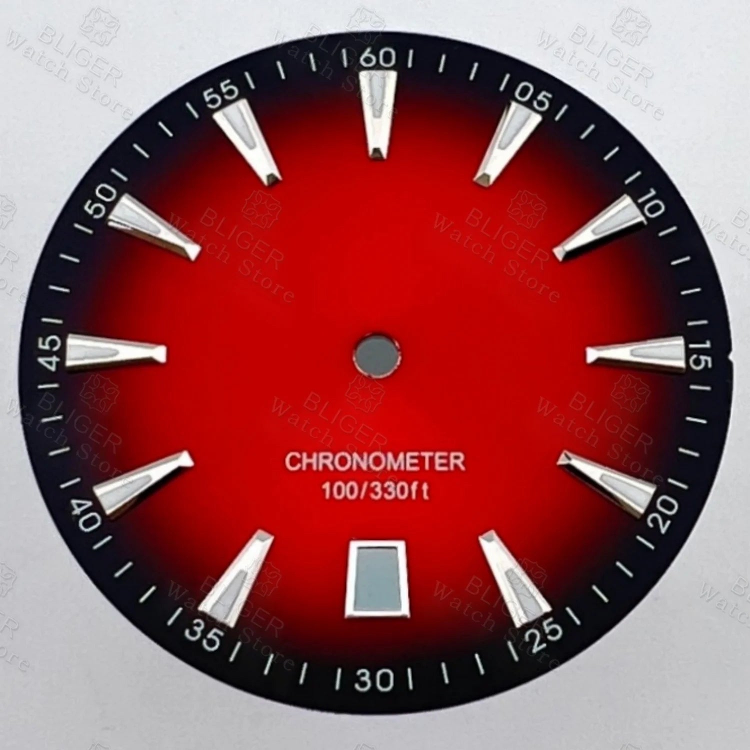 33mm AT Style Watch Dial Wristwatch Parts Sunburst Gradient Black Ocean Blue Red Dial Luminous Fits NH35 Movement 6 o'clock