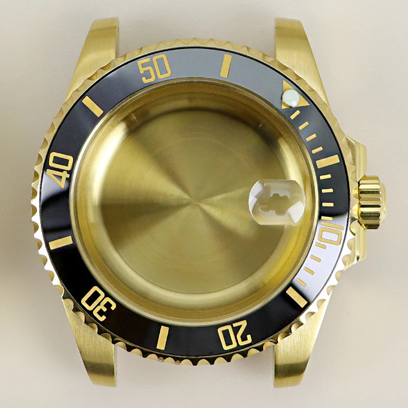 40MM PVD Gold Submariner Watch Case GMT Yacht Master Polish Strap Sapphire Glass For NH35 NH36 NH34 NH38 Miyota 8215 Eta 2824 GMT SUB Yacht 20ATM waterproof