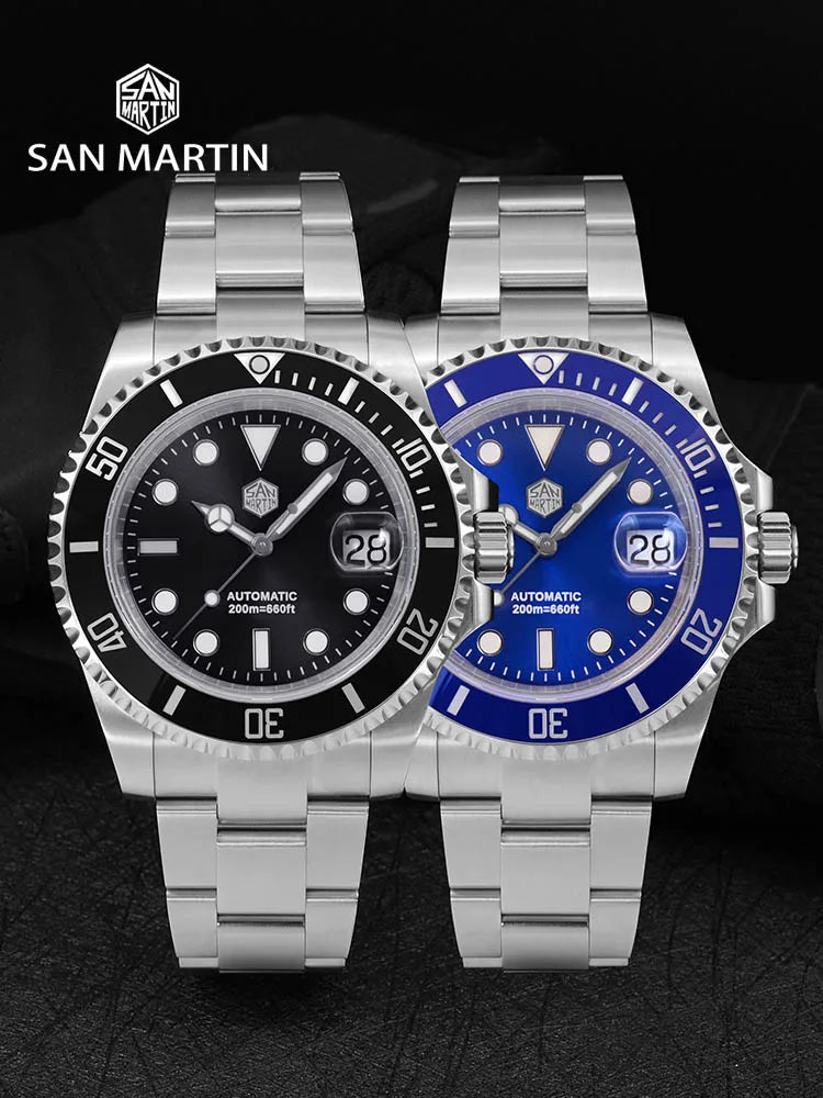San Martin SUB Diver Sn0019G 41mm Water Ghost PT5000 SW200 Automatic AR Sapphire 20Bar BGW-9 Luminous