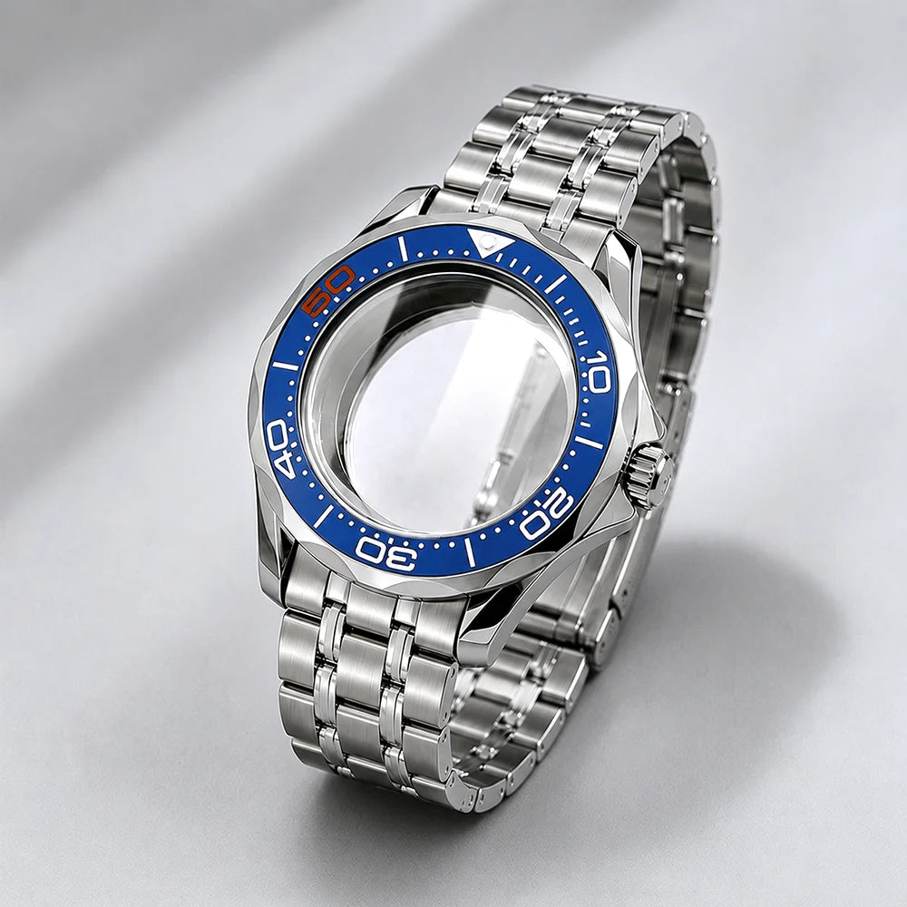 NEW 42mm Seamaster Case with 38mm bezel for NH34/35 NH36 movement Sapphire 10ATM Stainless steel watch box dual crown