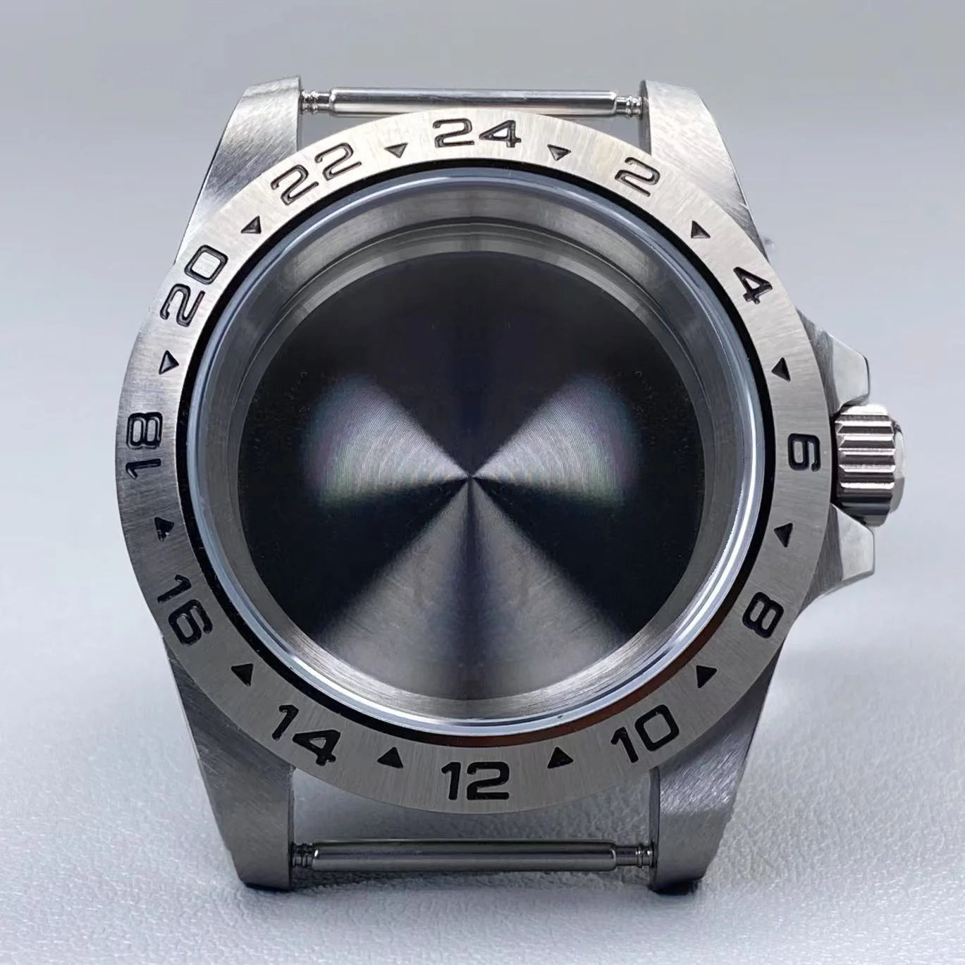 39mm EXP 24 Hour GMT Watch Case Fixed Bezel Sapphire for NH35/NH36 Movement Frosted Steel Strip