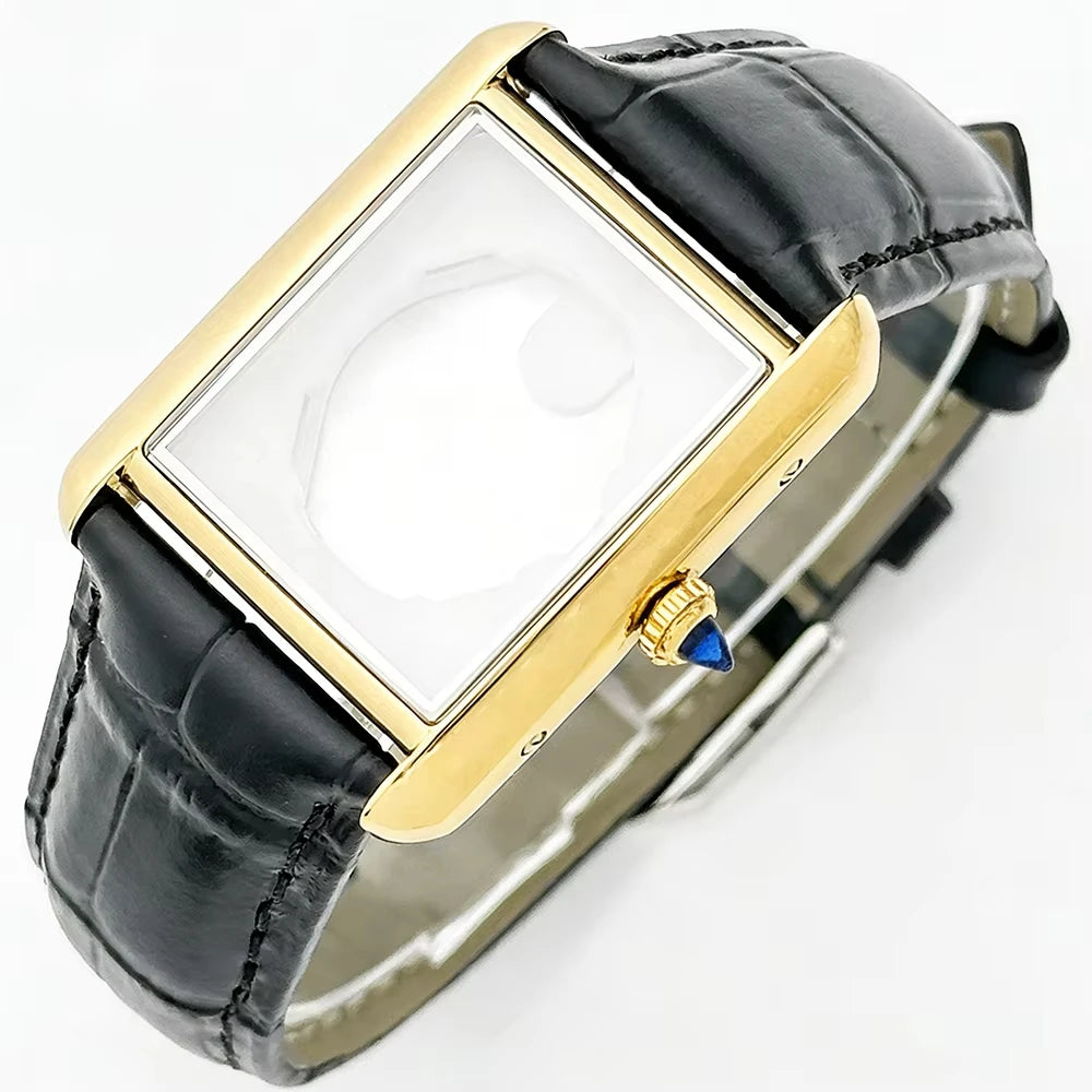 Women Tank Watch Case Roman Markers 27*35mm No Logo For Seiko VJ24 Quartz Movement Mod Parts