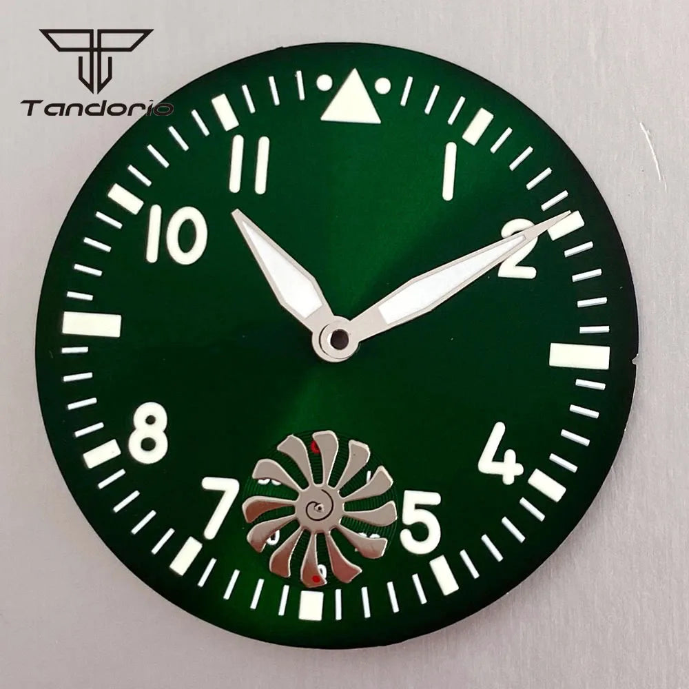 ETA6498 Watch case ST3621 42mm Manual Winding Pilot+37mm Dial Set Sapphire Transparent Back 5ATM