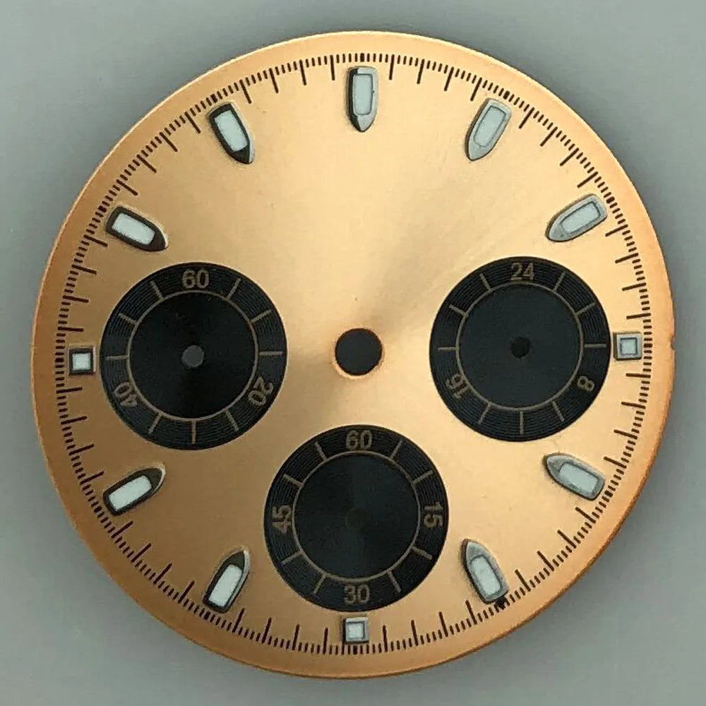 29.8mm Sterile VK63 Dial Luminous Black Withe Gray Blue Gold Orange quartz Chronograph Movement