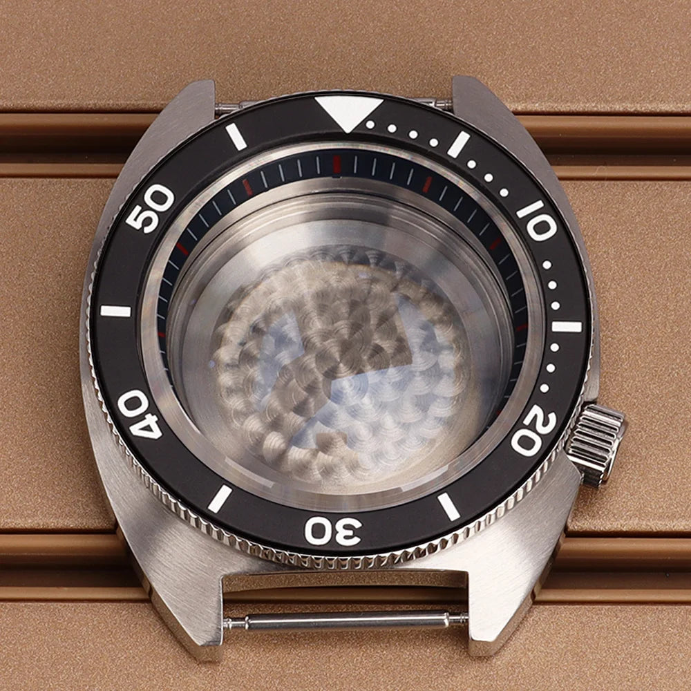 41mm Mod Turtle Watch Case Sapphire Glass Waterproof For Abalone/tuna mouth Captain Willard TMI NH35 NH36 NH38 4R Movement Stainless Steel Watch Accessories