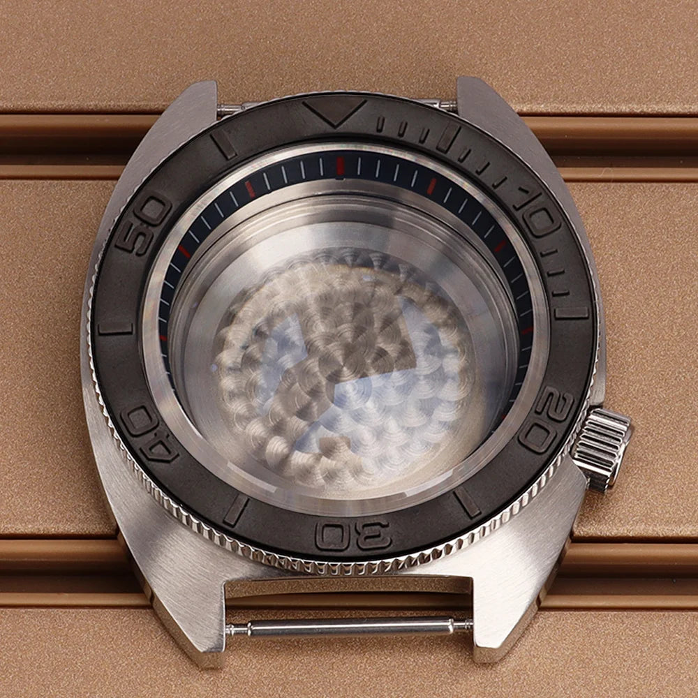 41mm Mod Turtle Watch Case Sapphire Glass Waterproof For Abalone/tuna mouth Captain Willard TMI NH35 NH36 NH38 4R Movement Stainless Steel Watch Accessories