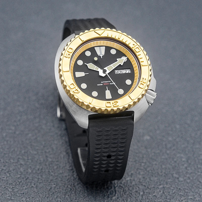 Golden Sterile Turtle SKX6105 Abalone NH36A Sapphire 20Bar Ceramic