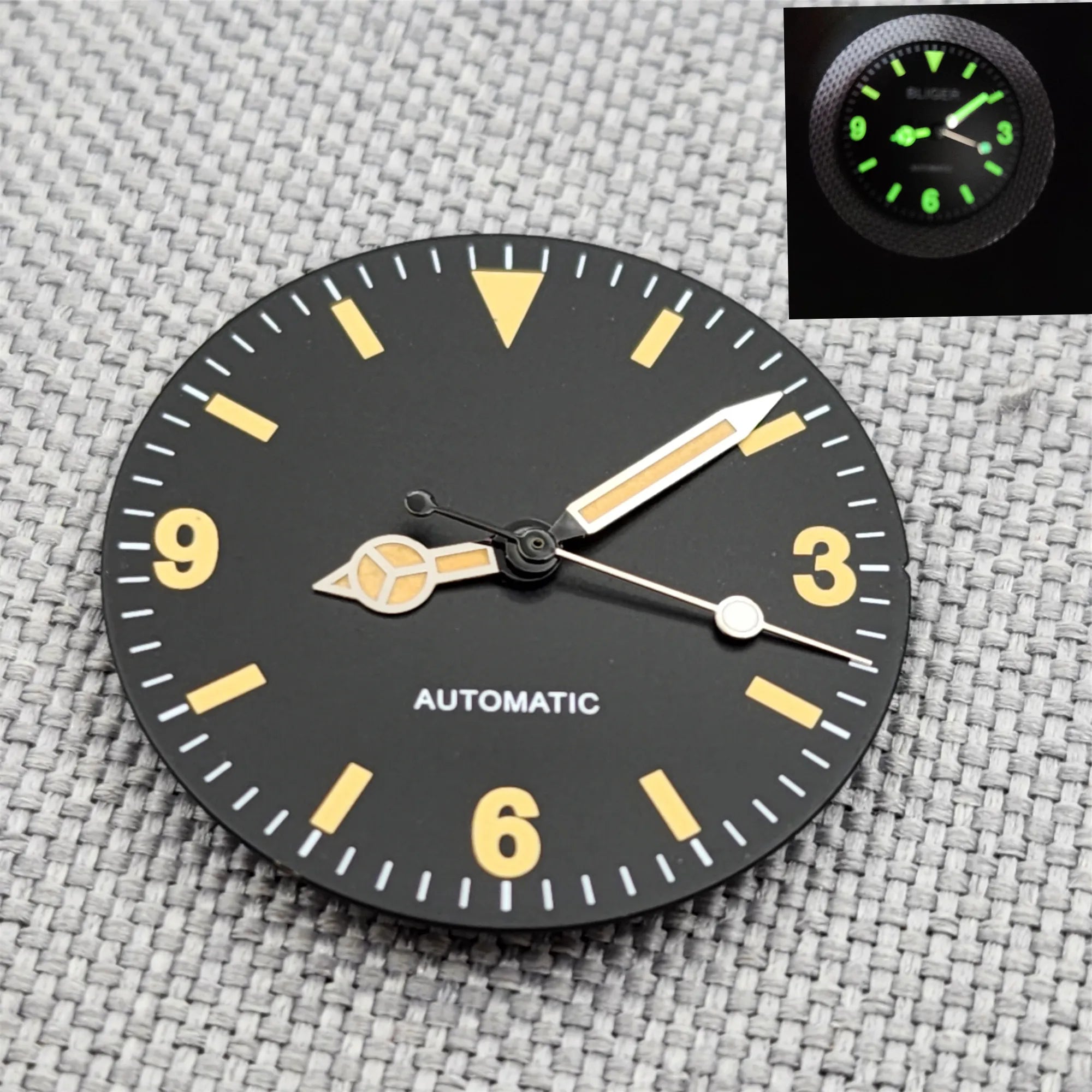 29mm Retro Explorer Dial 369 Luminous Dial 369 yellow marker Suitable For Eta2824 2836 Miyota82 Series Mingzhu Dg2813 Nh35 Nh36 Automatic Movement