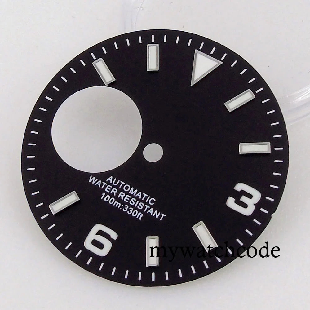 Fit NH38 NH38A Automatic Movement 29mm Blue/Green/White/Orange/Black Watch Hollow Dial Green Luminous Marks Watch Spare Parts