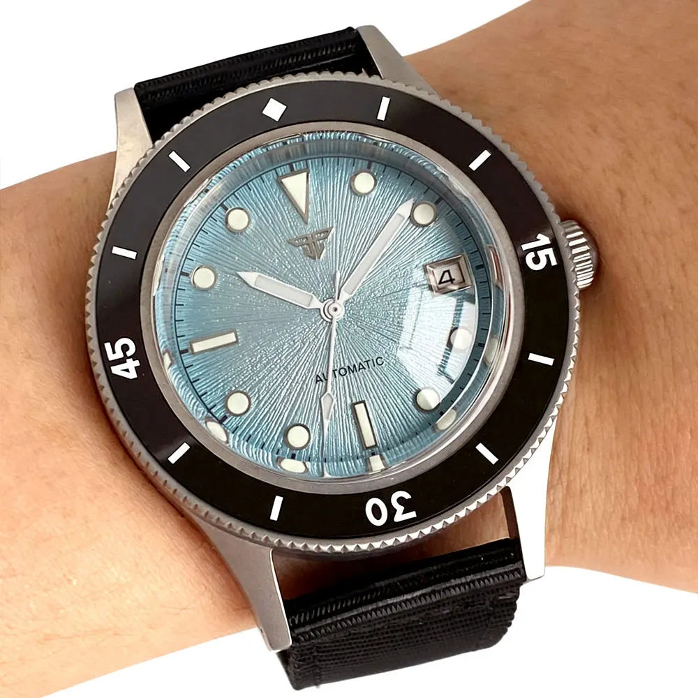 fifty fathoms watch blue logo