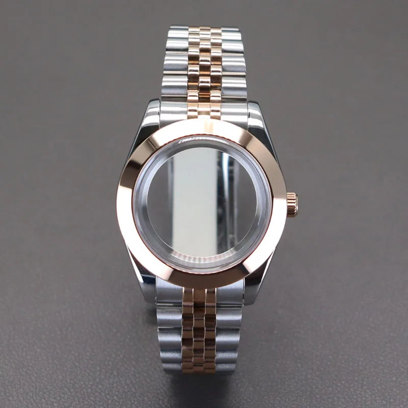 Explorer Watch Case 36mm/39mm Silver Rose Gold yellow Gold Two tone Sapphire 316L stainless Steel For Nh35 Nh36 NH34 NH38 Nh70 Miyota 8215 8285Movement