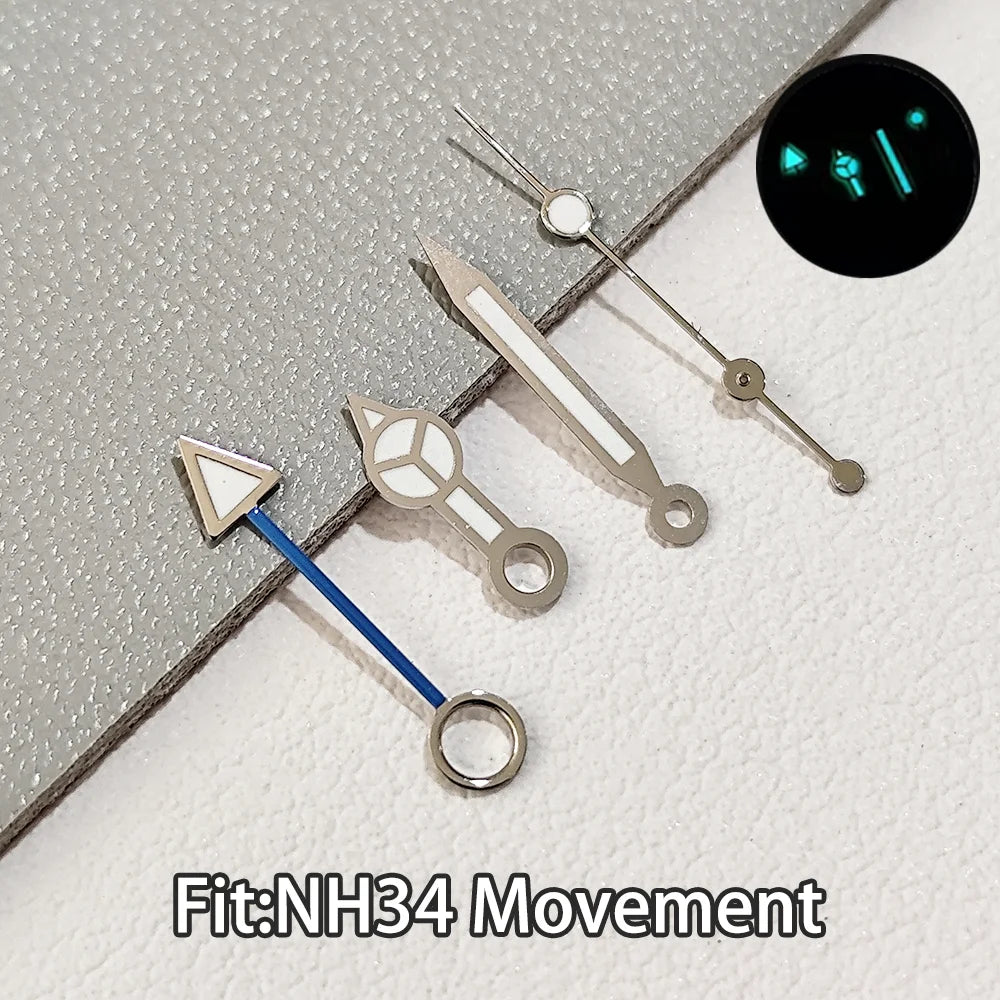 NH34 GMT針 腕時計針パーツ ブルー&グリーン BGW9 夜光 NH35自動巻き腕時計ポインターアクセサリーに適合