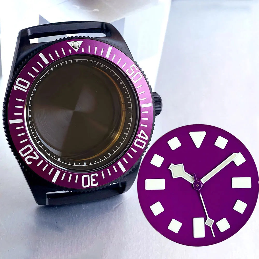 42mm Black PVD FXD Watch Case Sapphire Glass Fit NH35 NH36 NH38 ETA2824 PT5000 ST2130 20Bar