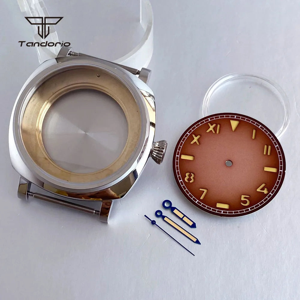 Polished Square Watch Case 42mm Rediomir Mod Parts 35mm Sandwich Dial+Hands Fit NH35 NH36 NH38 Miyota8215 821A 8205 ETA2824 PT5000 ST2130 Sapphire