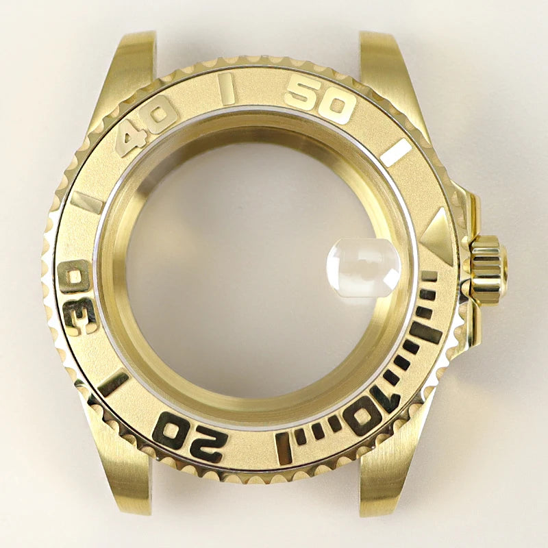 40MM PVD Gold Submariner Watch Case GMT Yacht Master Polish Strap Sapphire Glass For NH35 NH36 NH34 NH38 Miyota 8215 Eta 2824 GMT SUB Yacht 20ATM waterproof