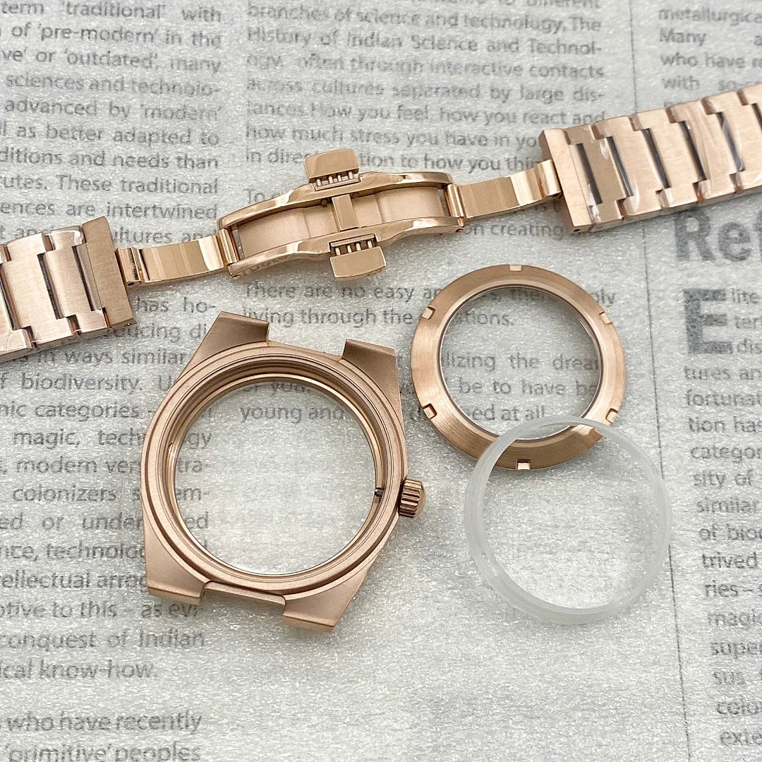 Gold / Rose Gold / PVD Black PRX case 40mm Automatic Modified Case Strap Set Fits Supe Player Prx NH35 NH36 Movement Sapphire Glass Penetrating