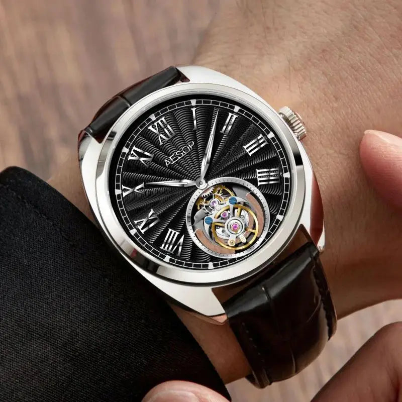 42mm Flying Tourbillon Watch AESOP 7088G Skeleton 5ATM Waterproof Sapphire High Accuracy