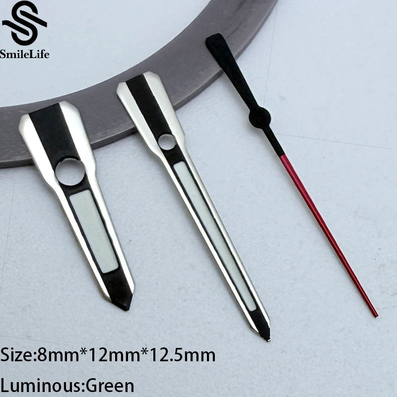 SmileLife NH35 Watch Hands Gun-Black Color Green Luminous Fit NH35/NH36/4R/7S Movement Mechanical Watch Accessories