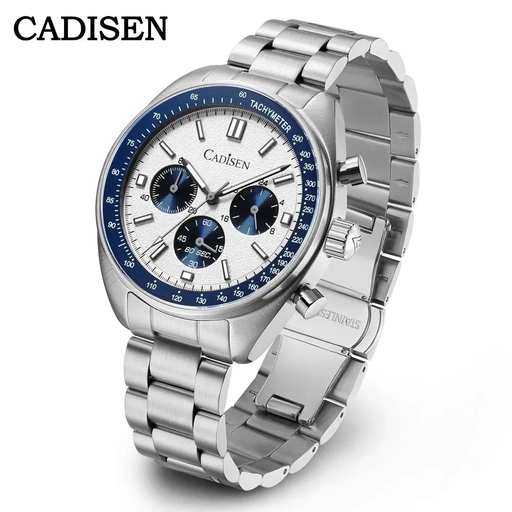 Cadisen C7063 Quartz Chronograph Watch Japan VD53 42MM AR Sapphire 5Bar