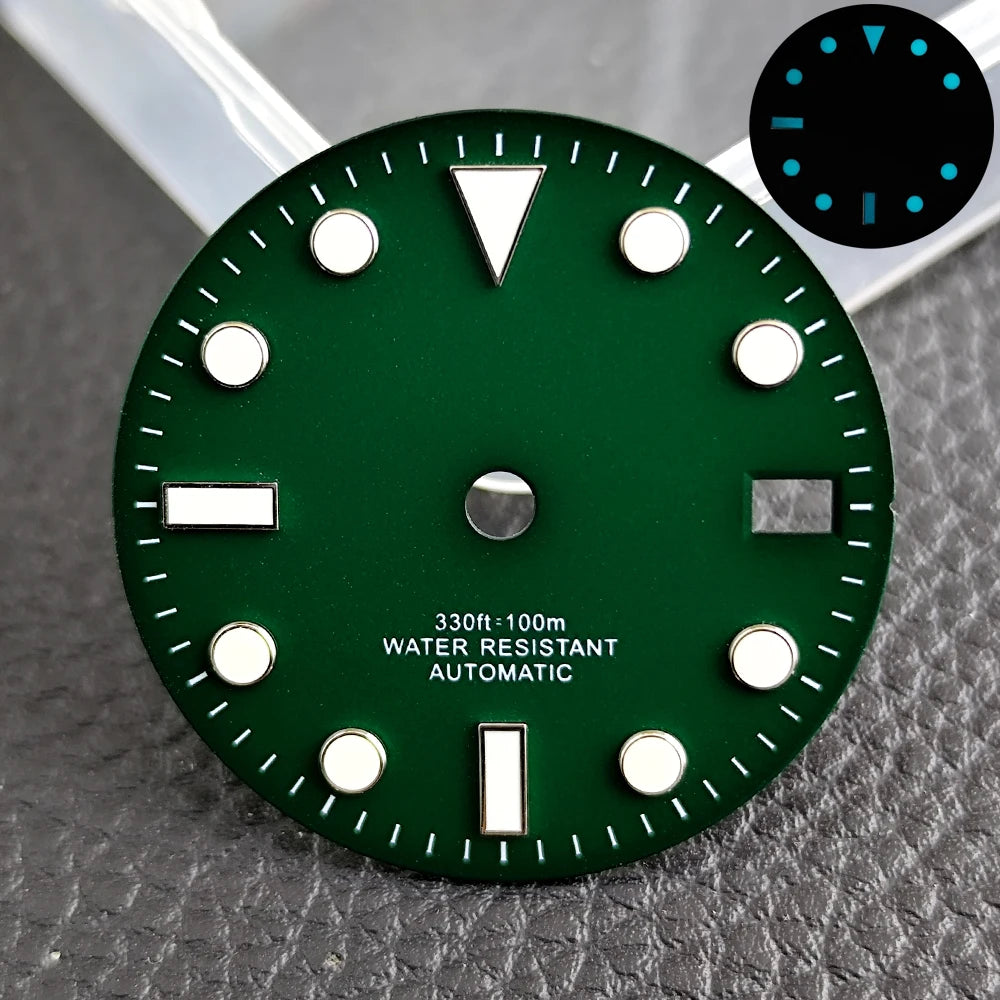 28.5mm blue lume NH35 NH34 Dial Single Calendar Submariner style with Hands Watches accessory