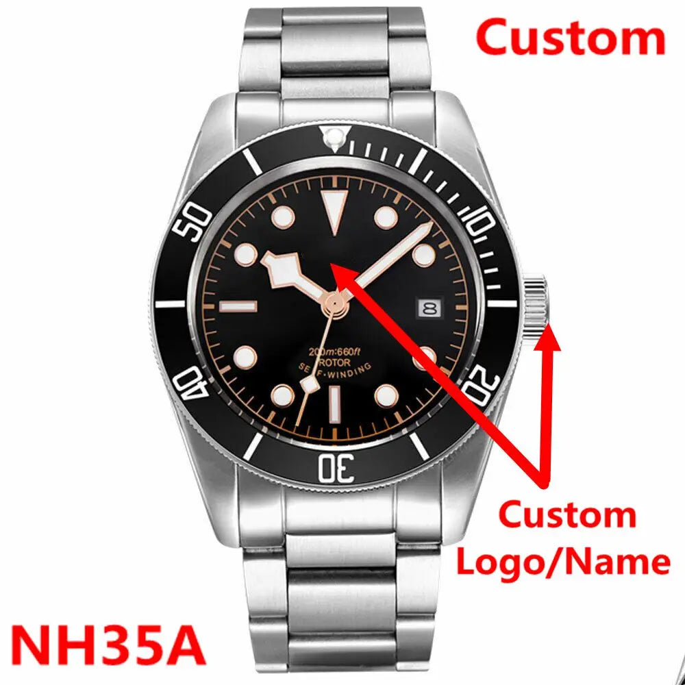 Custom Watch 41mm BB58 Watches Mod NH35/miyota 8215 Automatic Dive Relogio Sapphire 10Bar