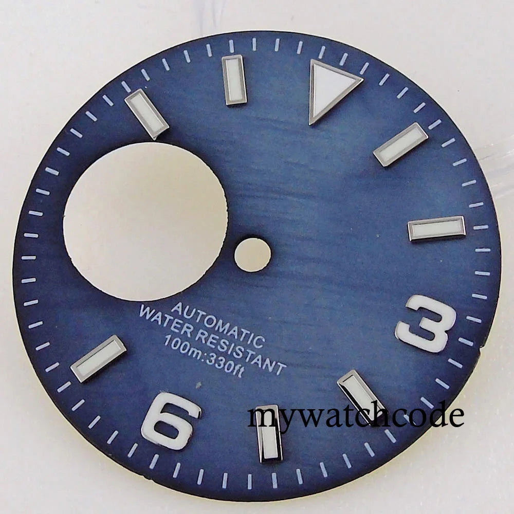 Fit NH38 NH38A Automatic Movement 29mm Blue/Green/White/Orange/Black Watch Hollow Dial Green Luminous Marks Watch Spare Parts