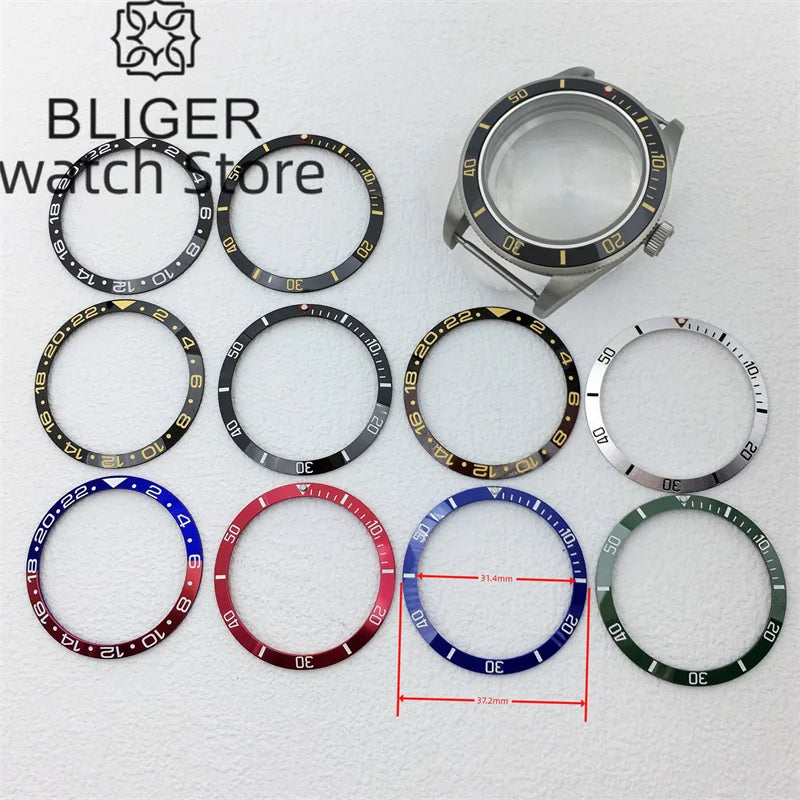 BB58 Watch Bezel Insert 37.2mm x 31.4mm Ceramic/aluminium for 39mm Case Watch Accessory Parts