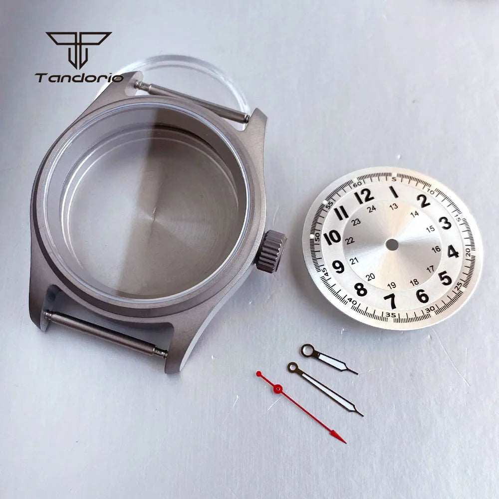 36mm Titanium Watch Case+29mm Dial+Hands Pilot Wristwatch Parts Fit NH35 NH36 ETA2824/2836 PT5000 ST2130 Miyota8215 8205 821A